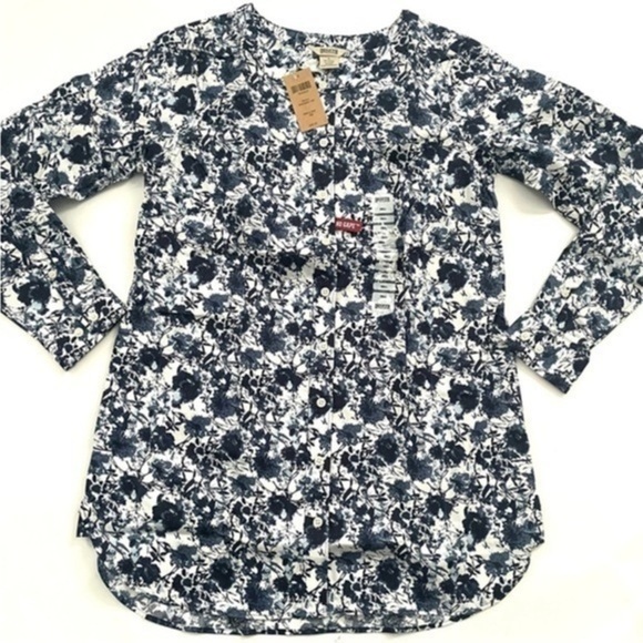 New Duluth Wrinkle Fighter Tunic Shirt Watercolor Floral - Picture 1 of 6